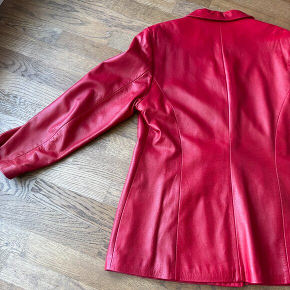 Danier Red Leather Blazer Jacket - Sz L - Amazing Vintage Condition - Picture 12 of 15